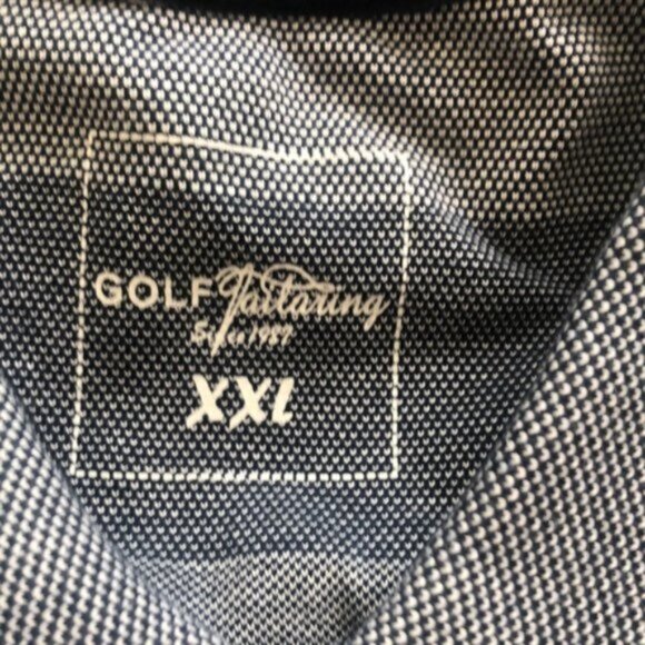 Golf Tailoring Top Polo Shirt for Men 3 button Stripe Blue Grey Short Sleeve XXL - Picture 6 of 8